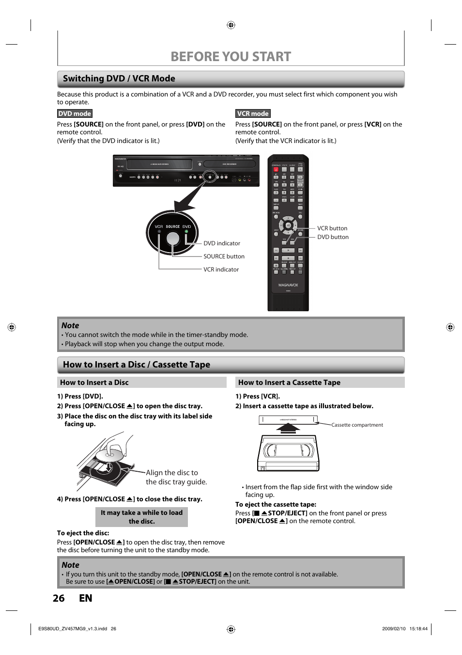 Before you start, 26 en 26 en | FUNAI ZV457MG9 A User Manual | Page 28 / 110