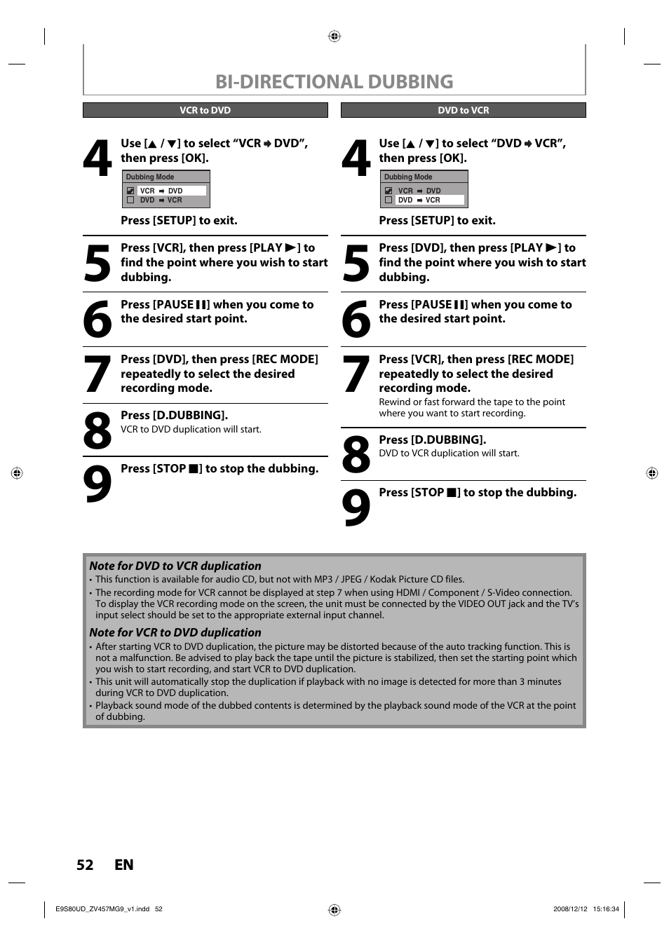 FUNAI ZV457MG9 A User Manual | Page 54 / 110