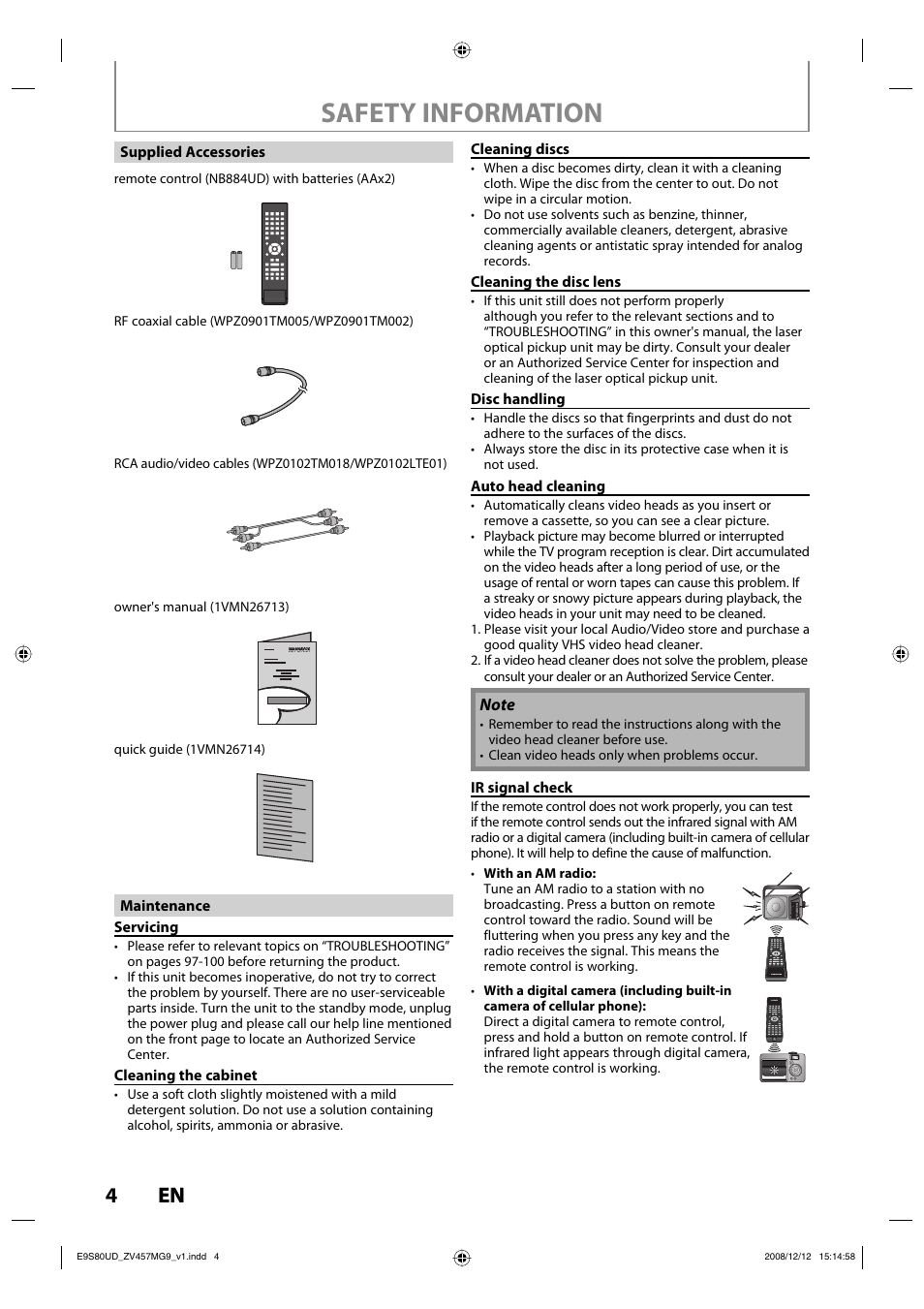 Safety information, 4en 4 en | FUNAI ZV457MG9 A User Manual | Page 6 / 110