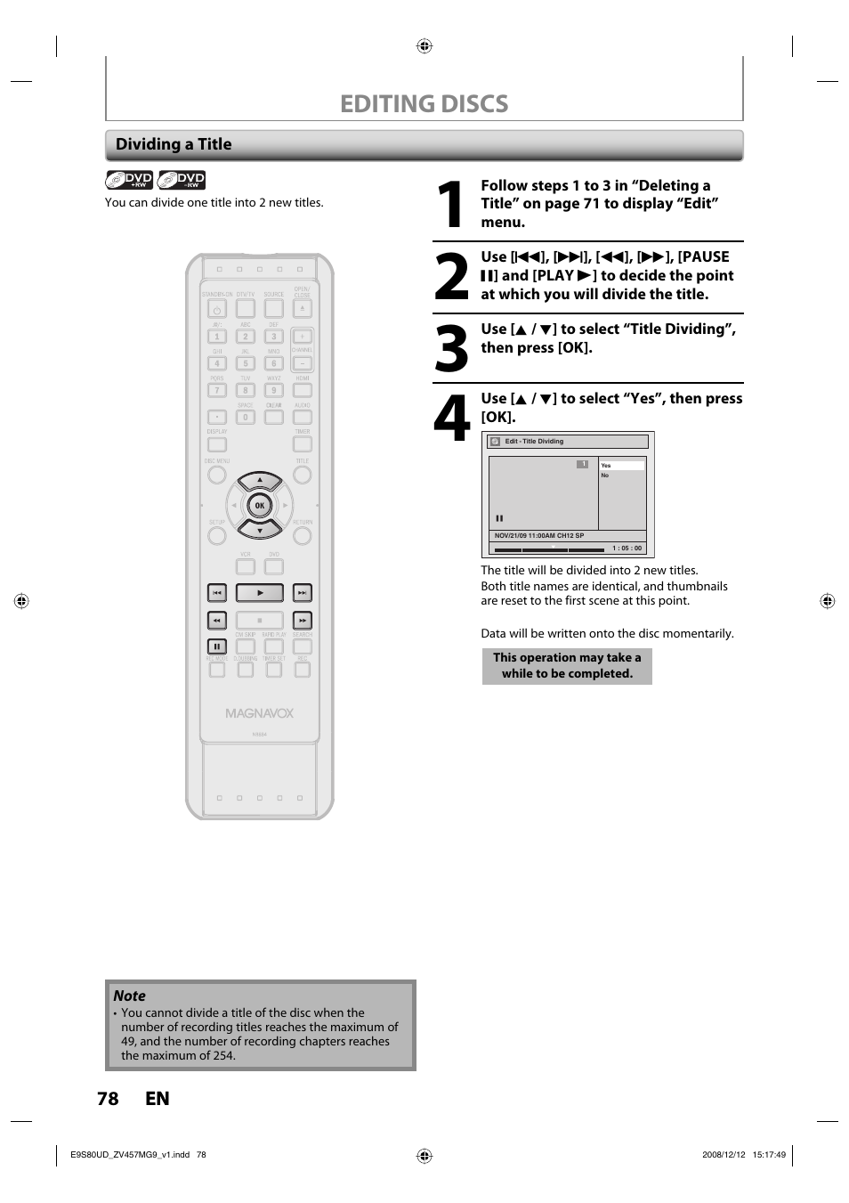 Editing discs | FUNAI ZV457MG9 A User Manual | Page 80 / 110