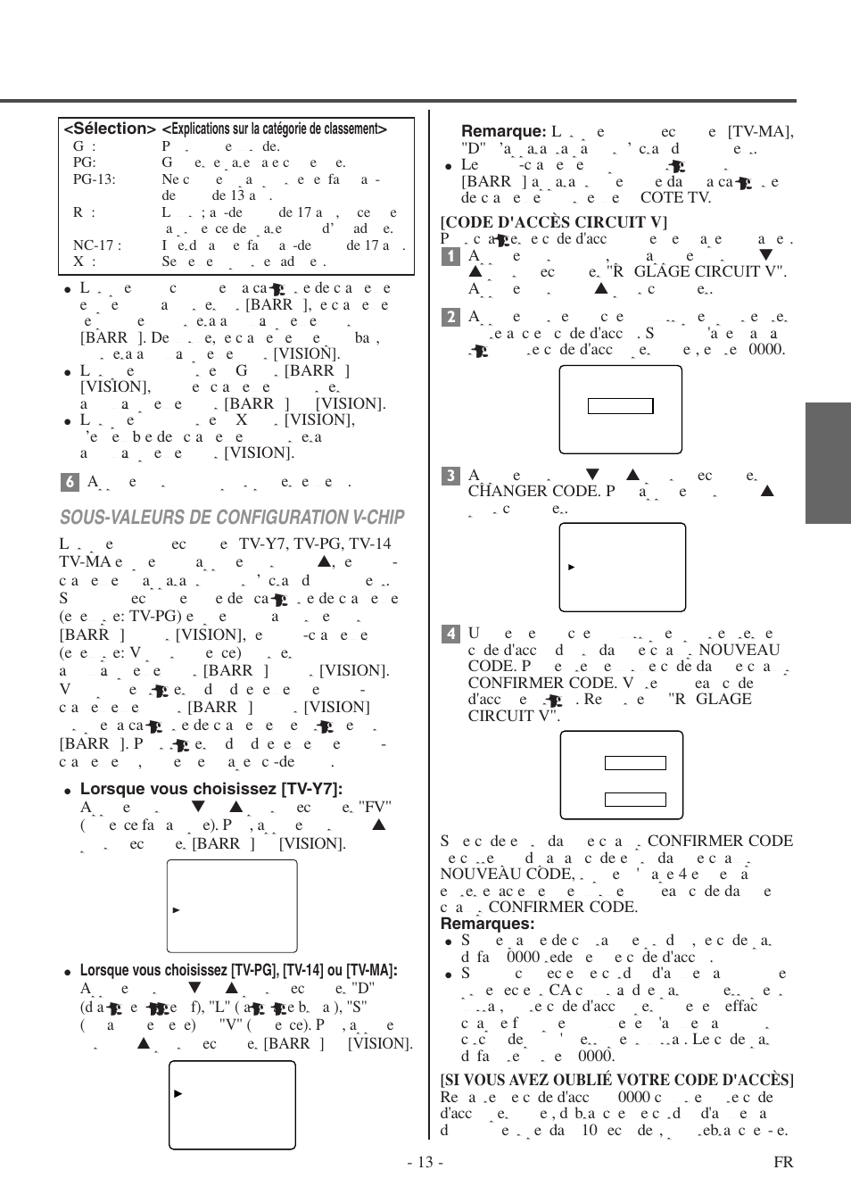 Français, Sous-valeurs de configuration v-chip | FUNAI F20LCTE User Manual | Page 45 / 48