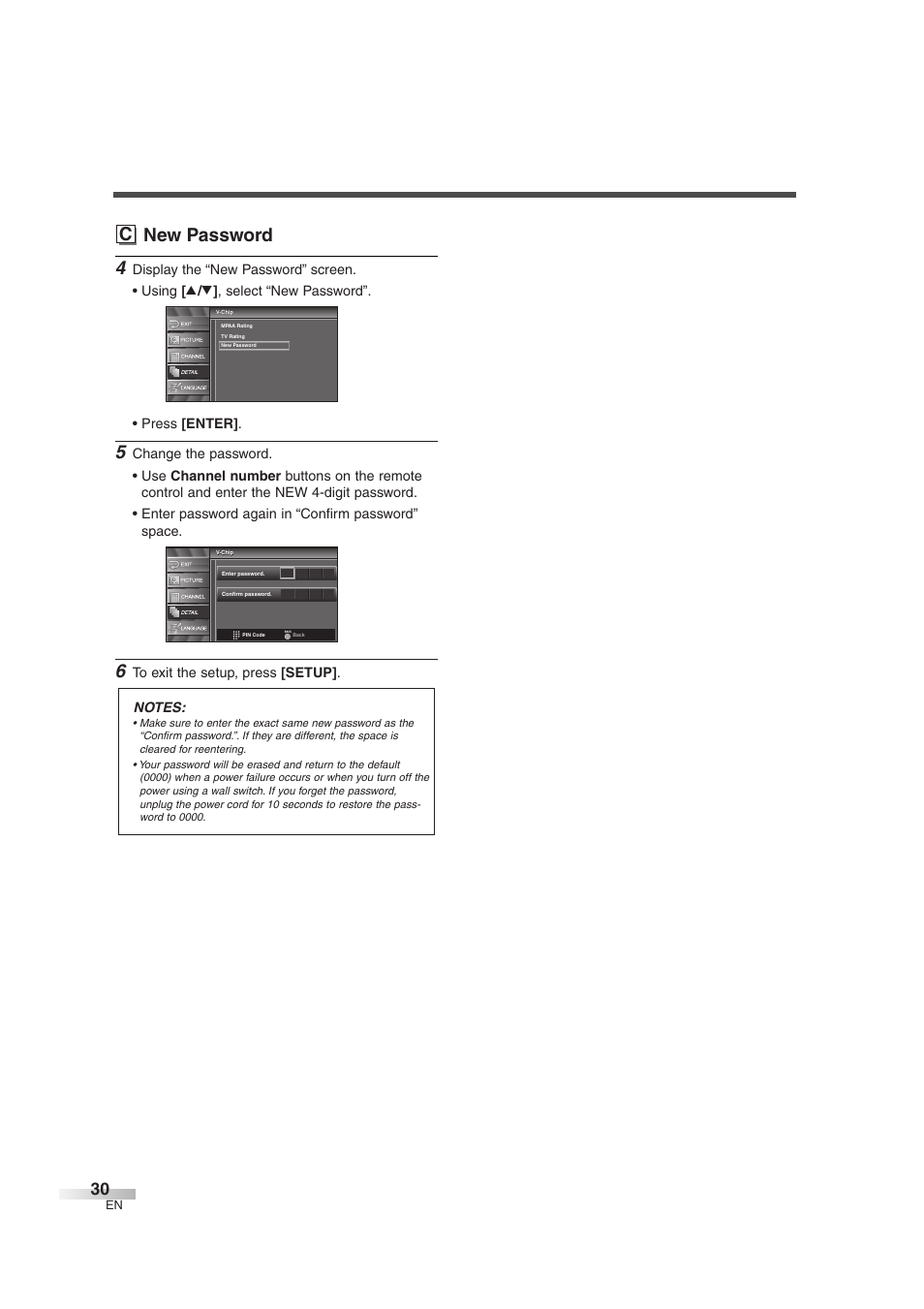 C new password | FUNAI CIWL3706 User Manual | Page 30 / 36