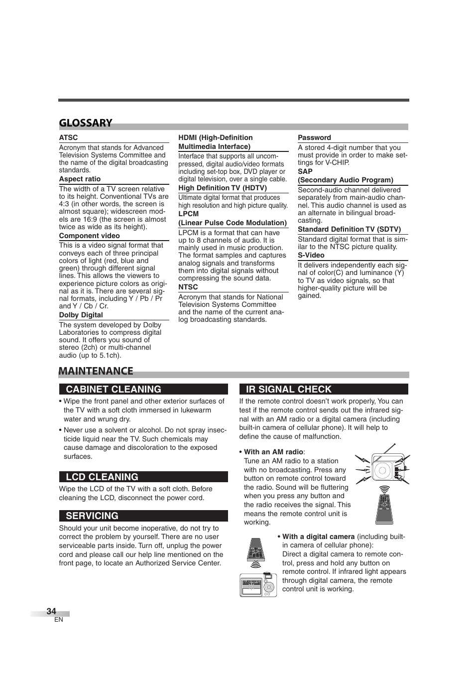 Maintenance glossary | FUNAI CIWL3706 User Manual | Page 34 / 36