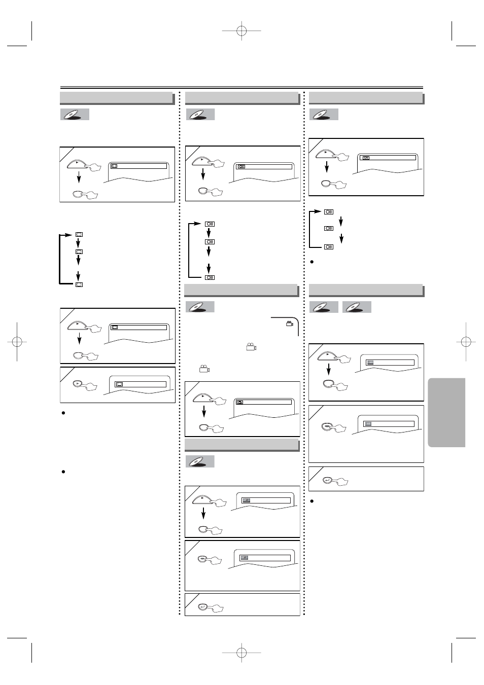 Special settings, Functions, Audio language | For example, Stereo sound mode camera angle, For example subtitle language, Black level setting, Virtual surround | FUNAI MSD124 User Manual | Page 13 / 20