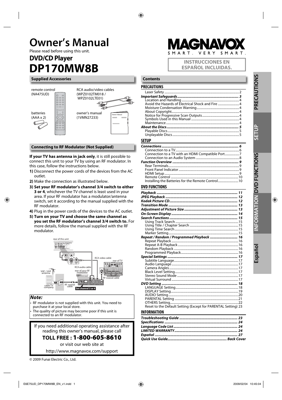 FUNAI Magnavox DP170MW8B User Manual | 28 pages