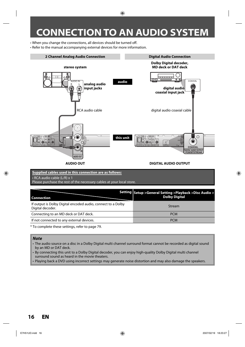 Connection to an audio system, 16 en 16 en, Ypb / cb pr / cr | FUNAI ZC350MS8 User Manual | Page 16 / 102