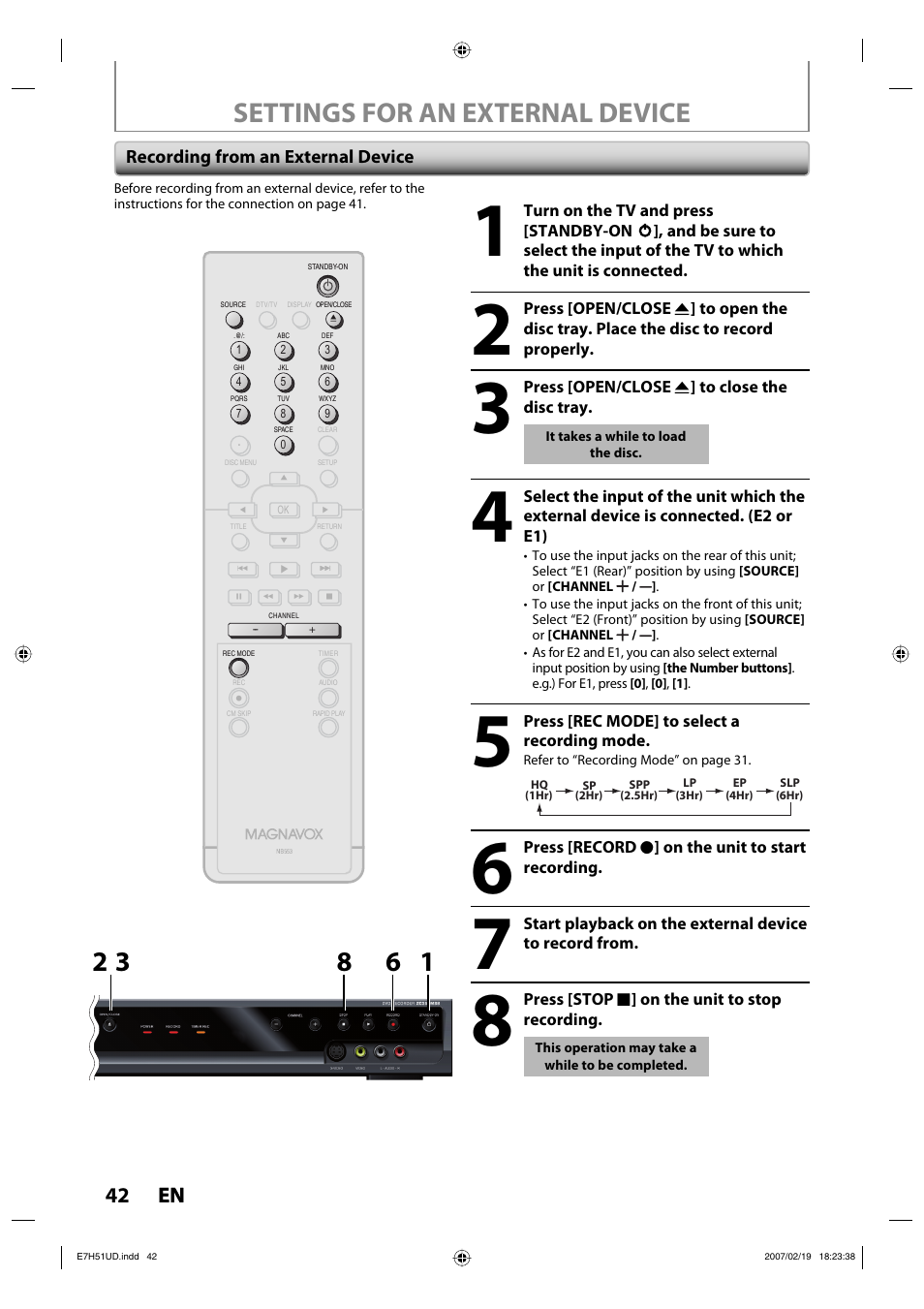 Settings for an external device, 42 en 42 en | FUNAI ZC350MS8 User Manual | Page 42 / 102