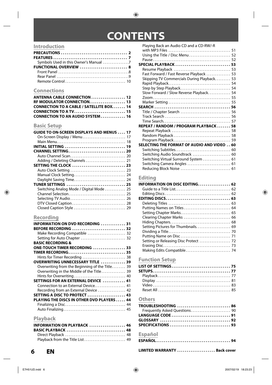 FUNAI ZC350MS8 User Manual | Page 6 / 102