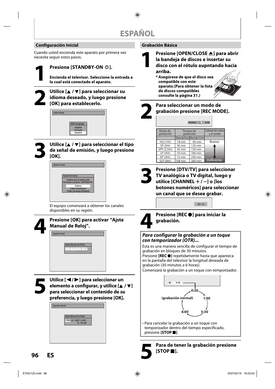 Español | FUNAI ZC350MS8 User Manual | Page 96 / 102