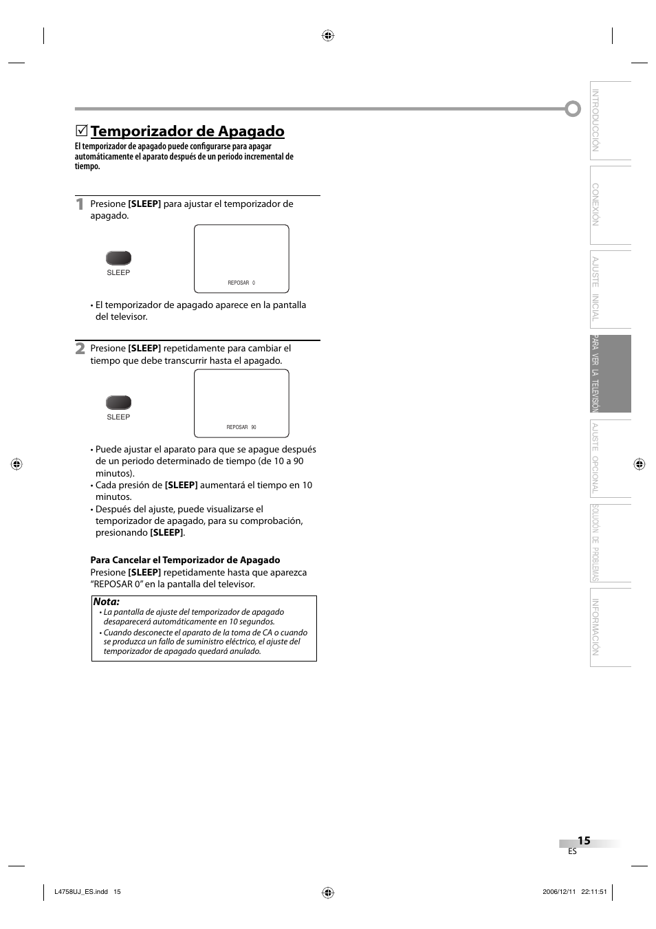 Temporizador de apagado, Solución de problemas información | FUNAI CR270TT8 User Manual | Page 43 / 56