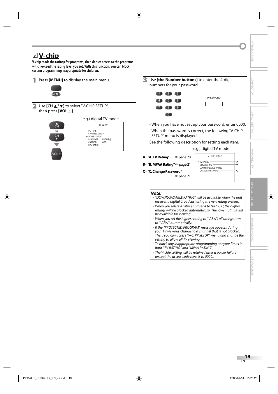 V-chip | FUNAI CR202TT9 User Manual | Page 19 / 80