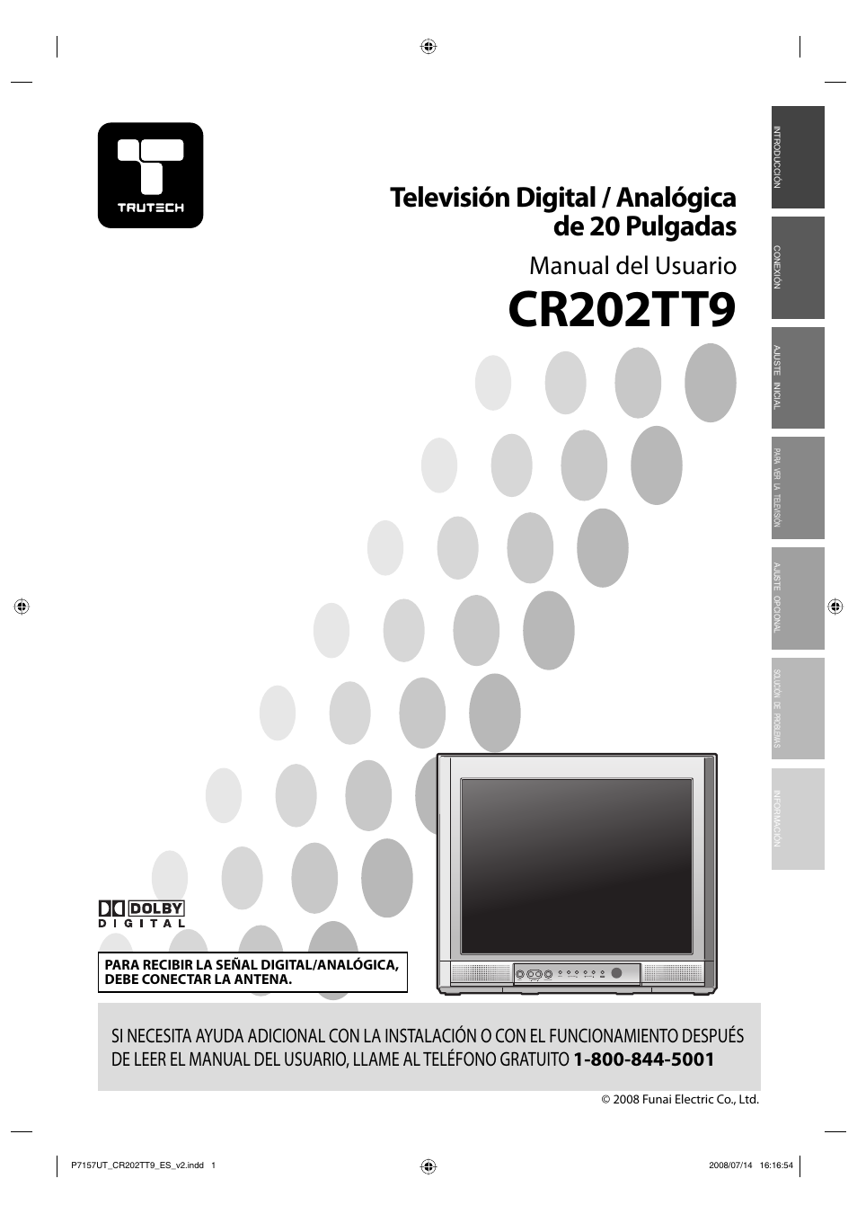 Cr202tt9, Televisión digital / analógica de 20 pulgadas, Manual del usuario | FUNAI CR202TT9 User Manual | Page 27 / 80