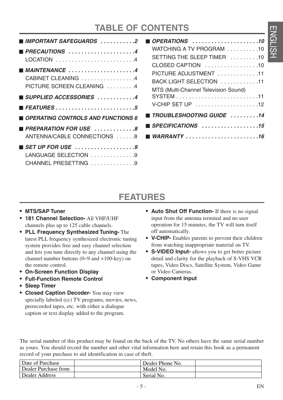 FUNAI F20LCTE-A User Manual | Page 5 / 48