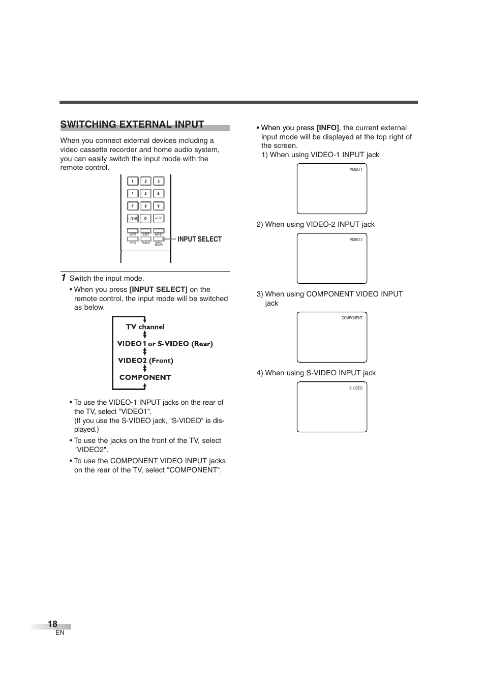 Switching external input | FUNAI IWF2706 User Manual | Page 18 / 76