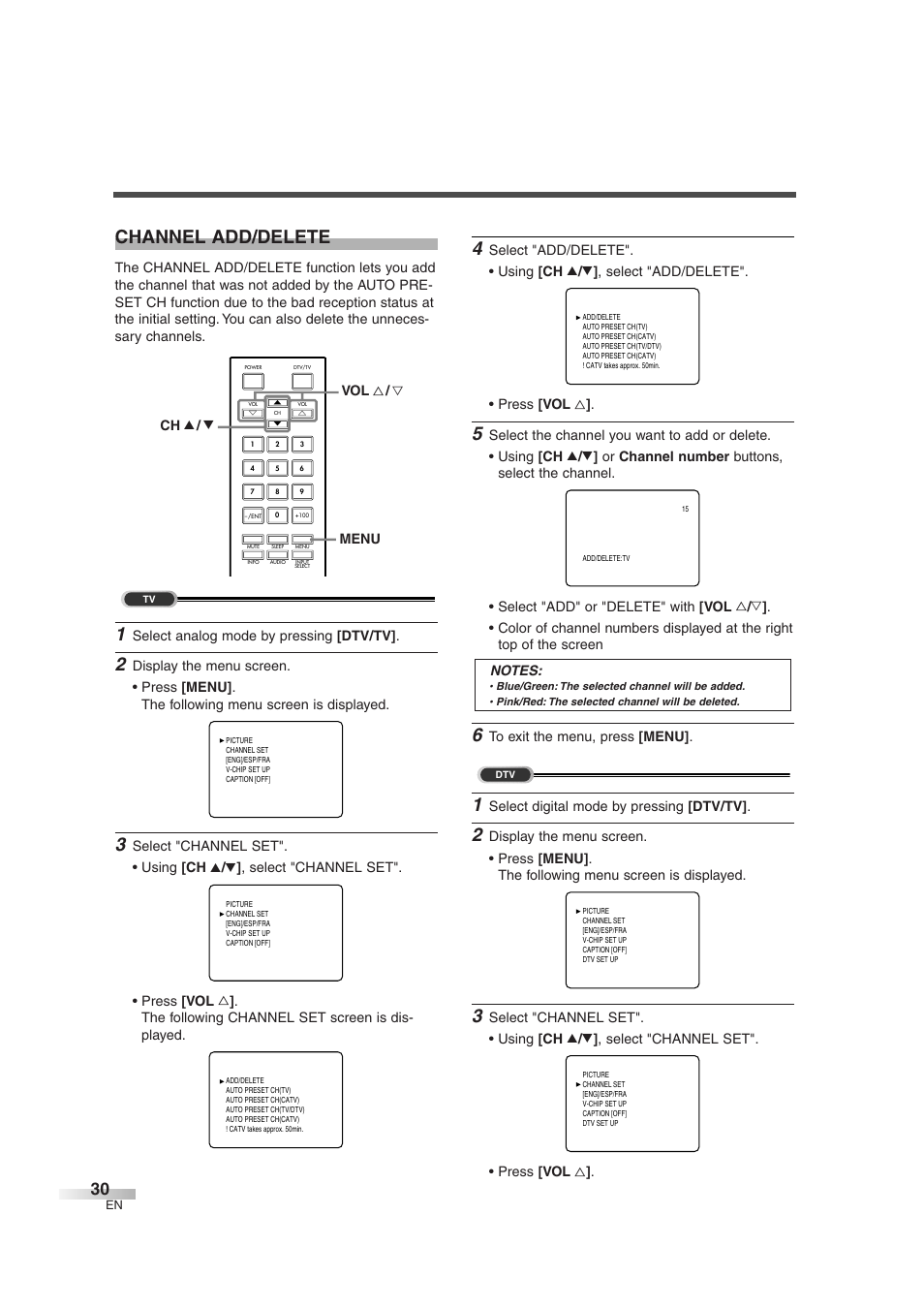 Channel add/delete | FUNAI IWF2706 User Manual | Page 30 / 76