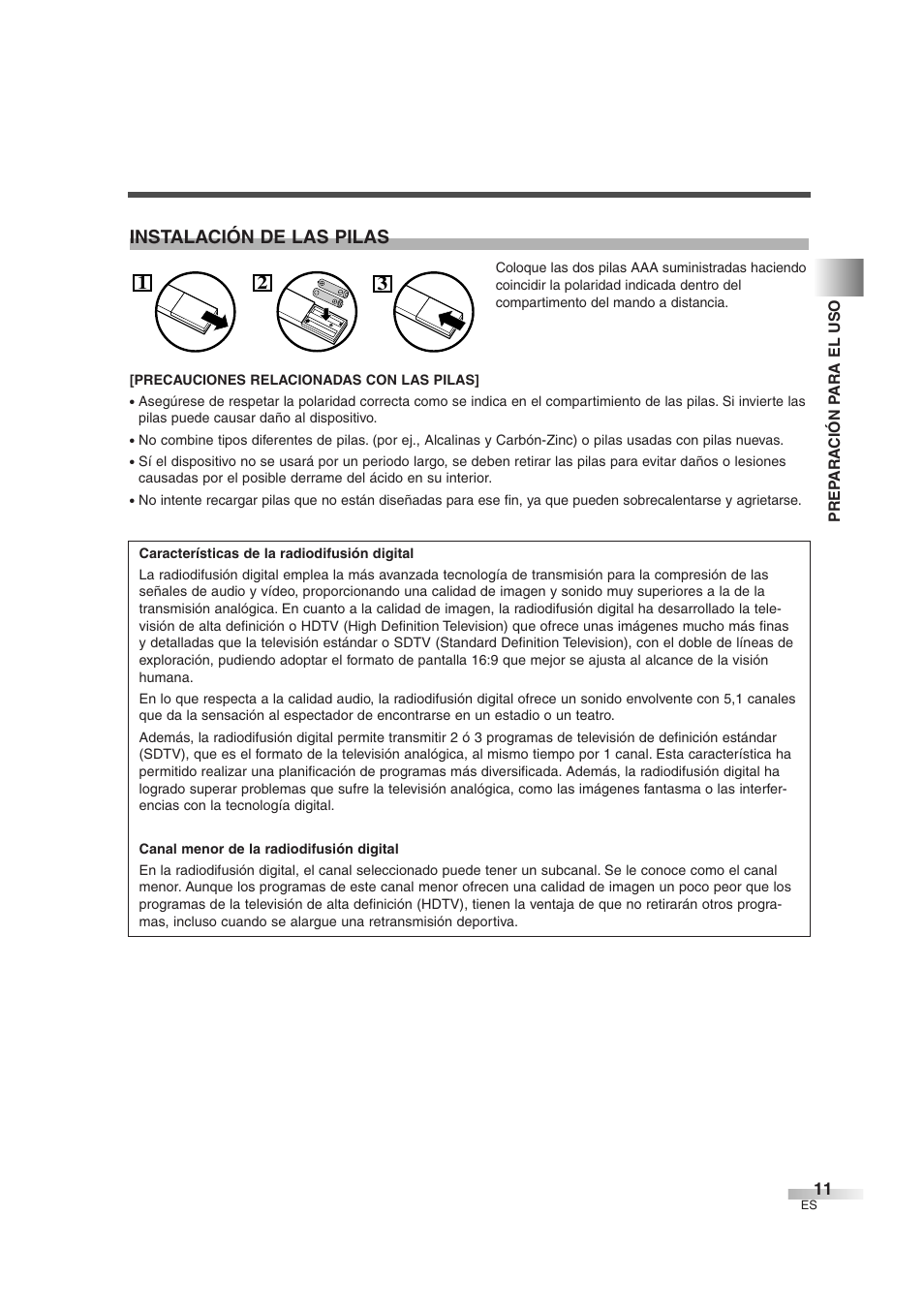 Instalación de las pilas | FUNAI IWF2706 User Manual | Page 49 / 76