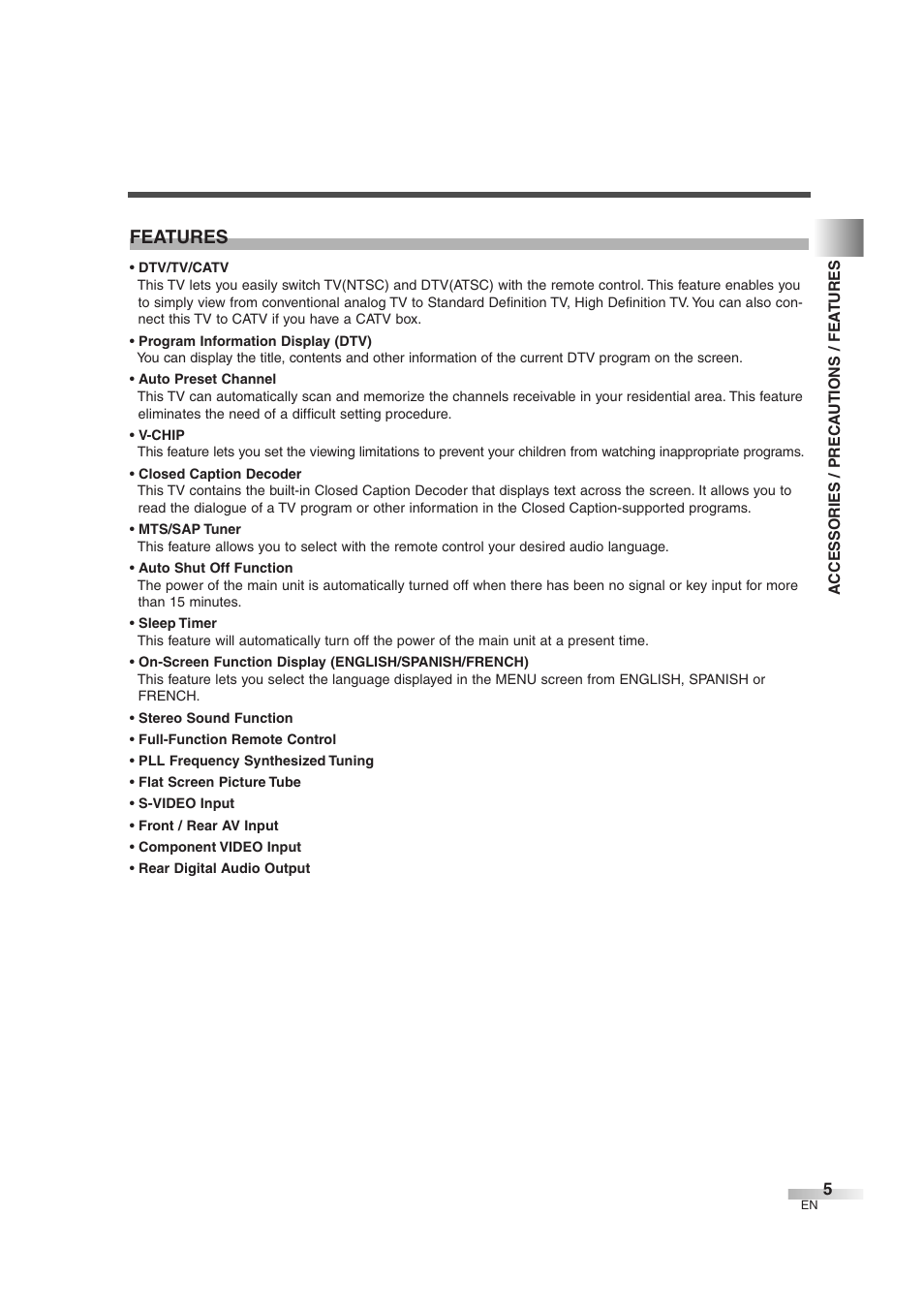 Features | FUNAI IWF2706 User Manual | Page 5 / 76