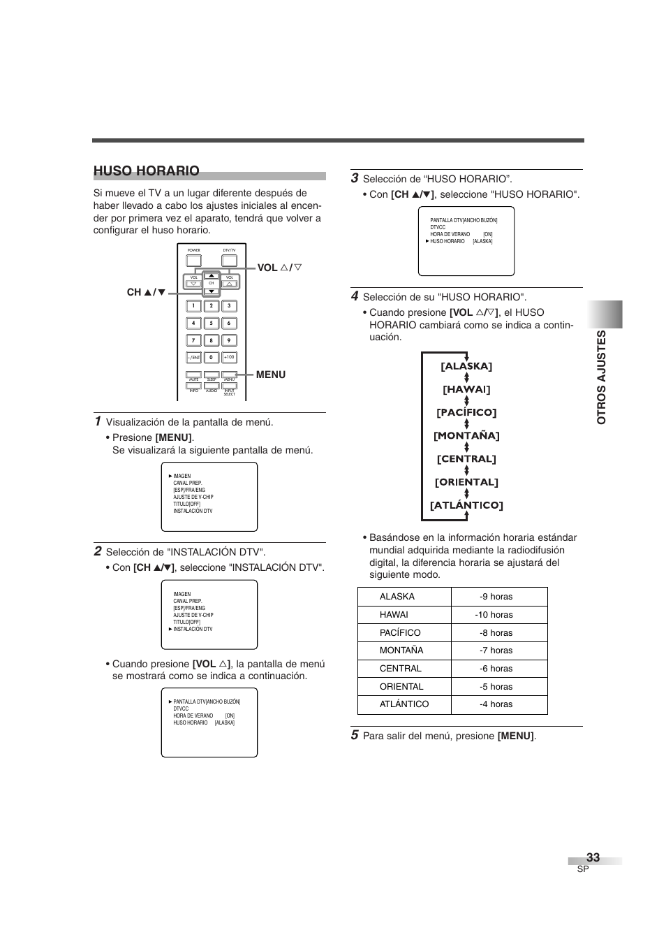 Huso horario, Ot r os ajustes | FUNAI IWF2706 User Manual | Page 71 / 76