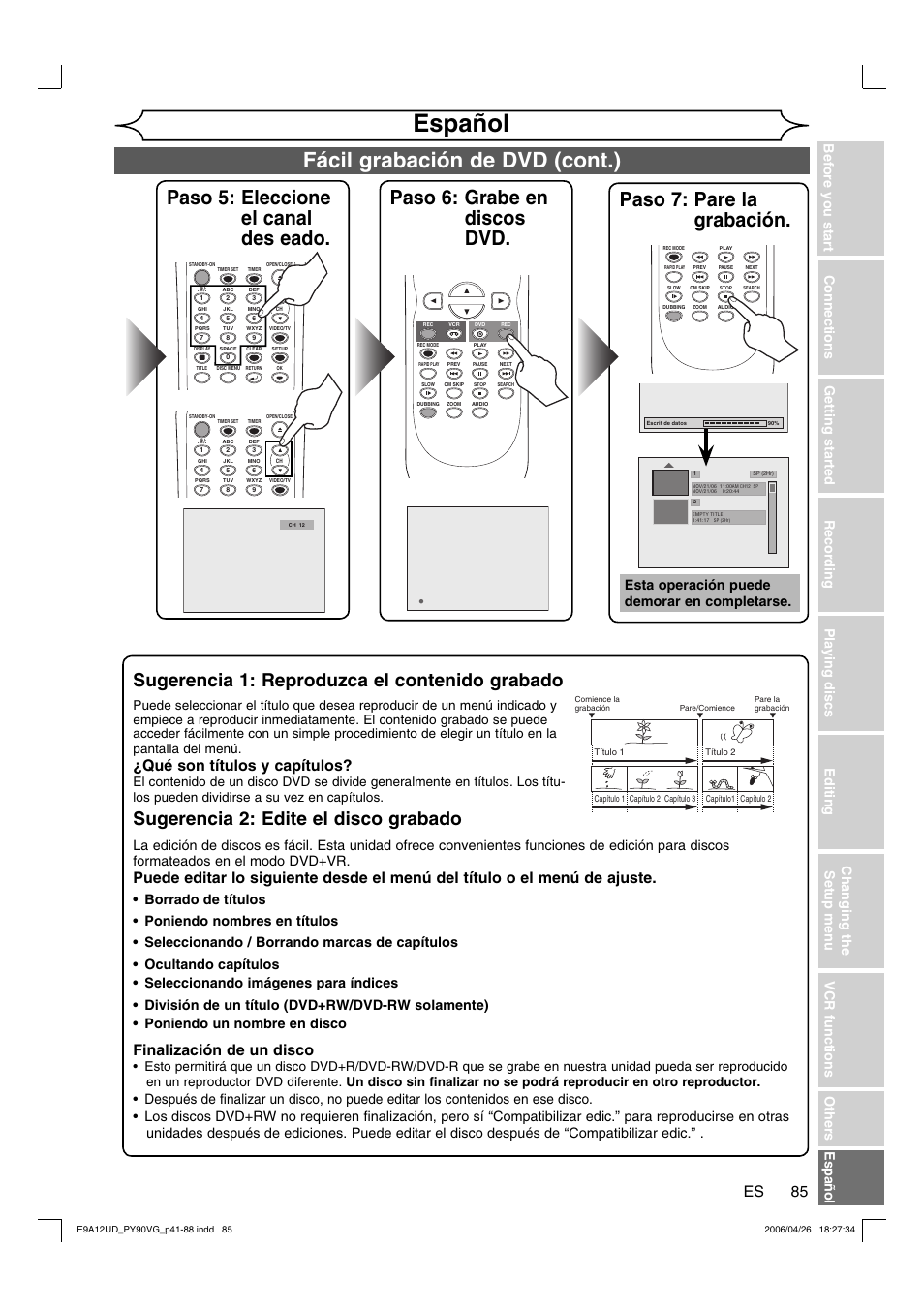 FUNAI PY90VG User Manual | Page 85 / 90