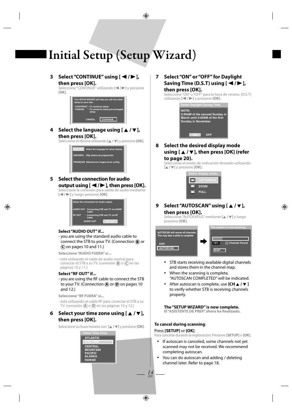 Initial setup (setup wizard) up (setup w | FUNAI TB110MW9 User Manual | Page 14 / 32