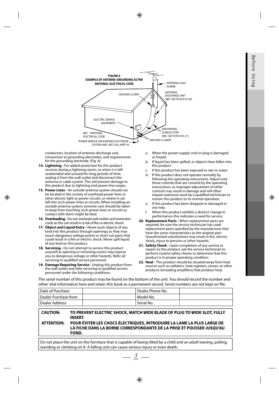 Before usin g | FUNAI TB110MW9 User Manual | Page 3 / 32