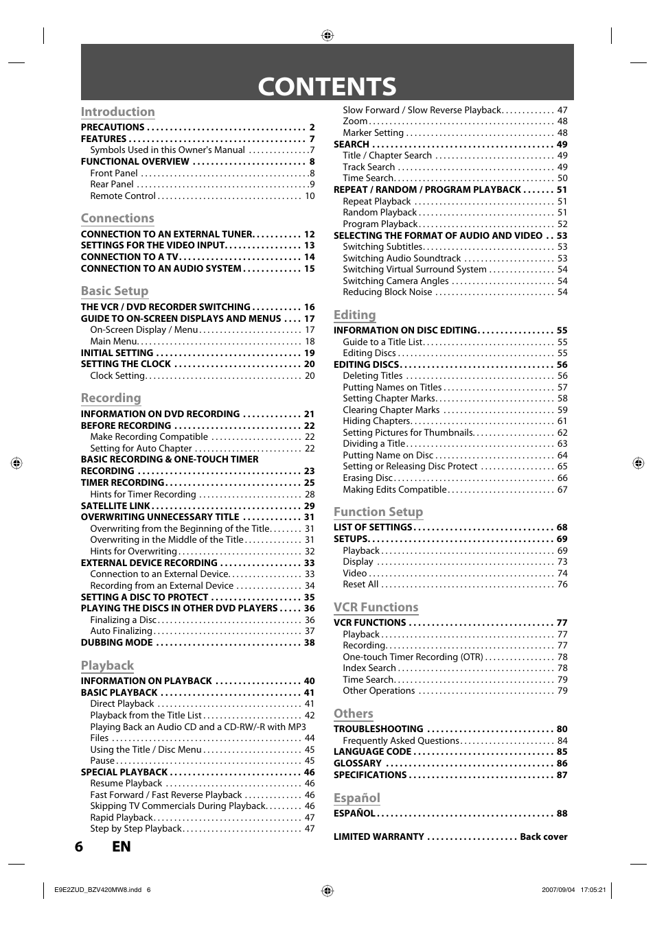 FUNAI BZV420MW8 User Manual | Page 8 / 94