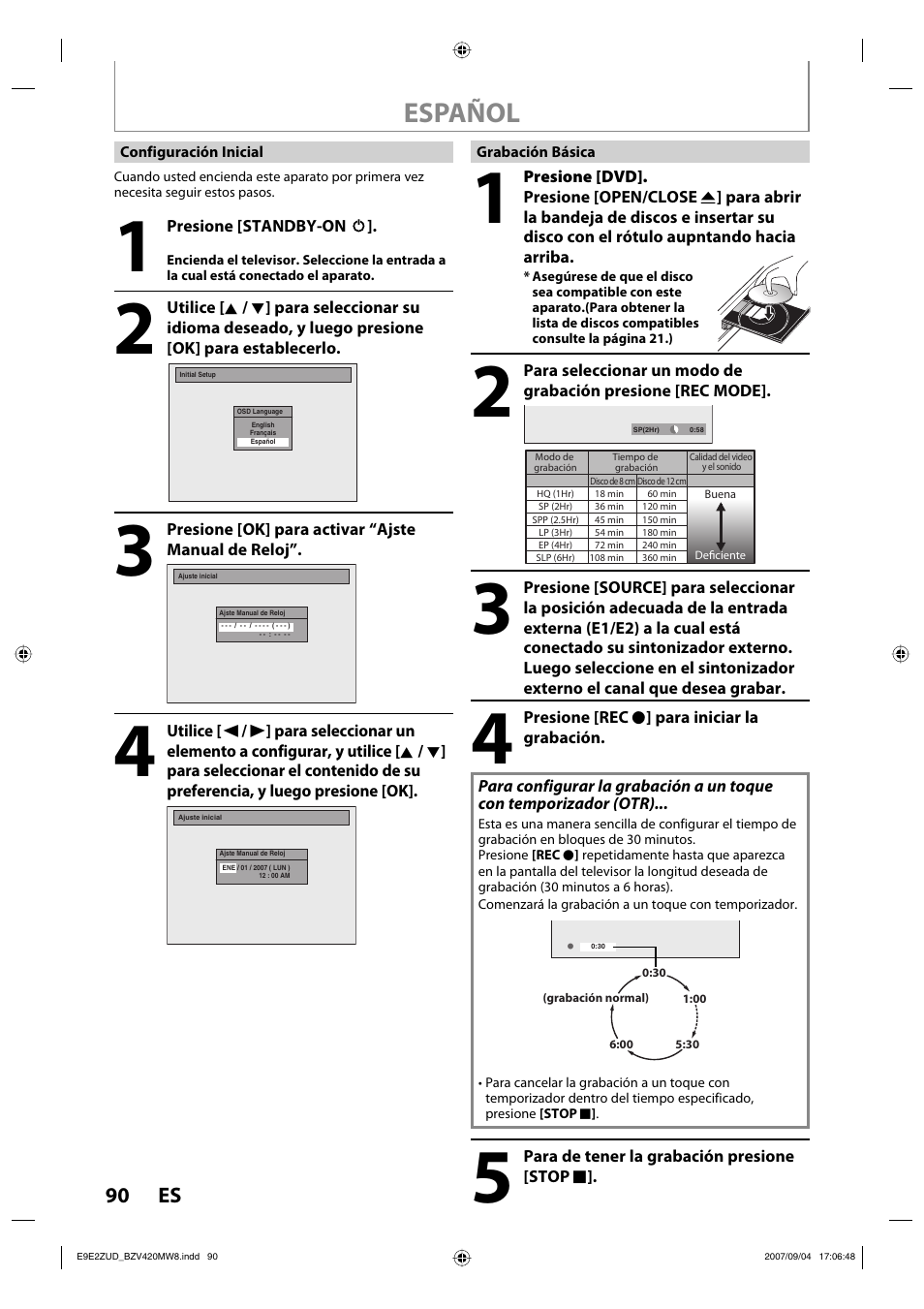 Español | FUNAI BZV420MW8 User Manual | Page 92 / 94