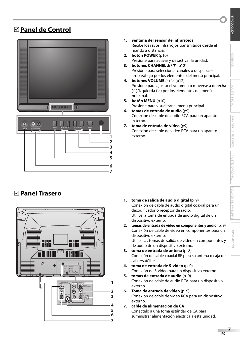 Panel de control 5 panel trasero 5 | FUNAI CR320IL8 A User Manual | Page 33 / 52