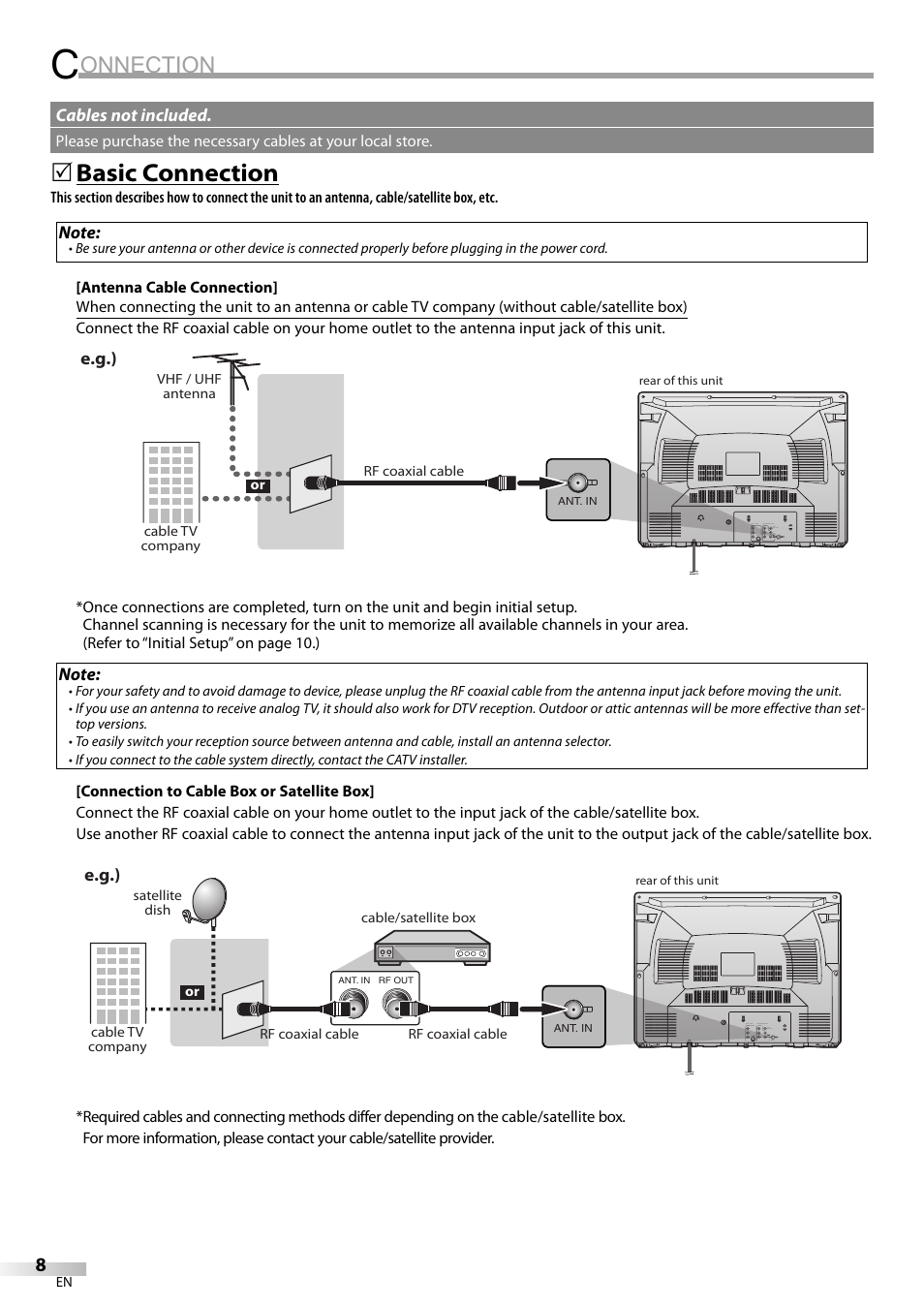 Onnection, Basic connection | FUNAI CR320IL8 A User Manual | Page 8 / 52