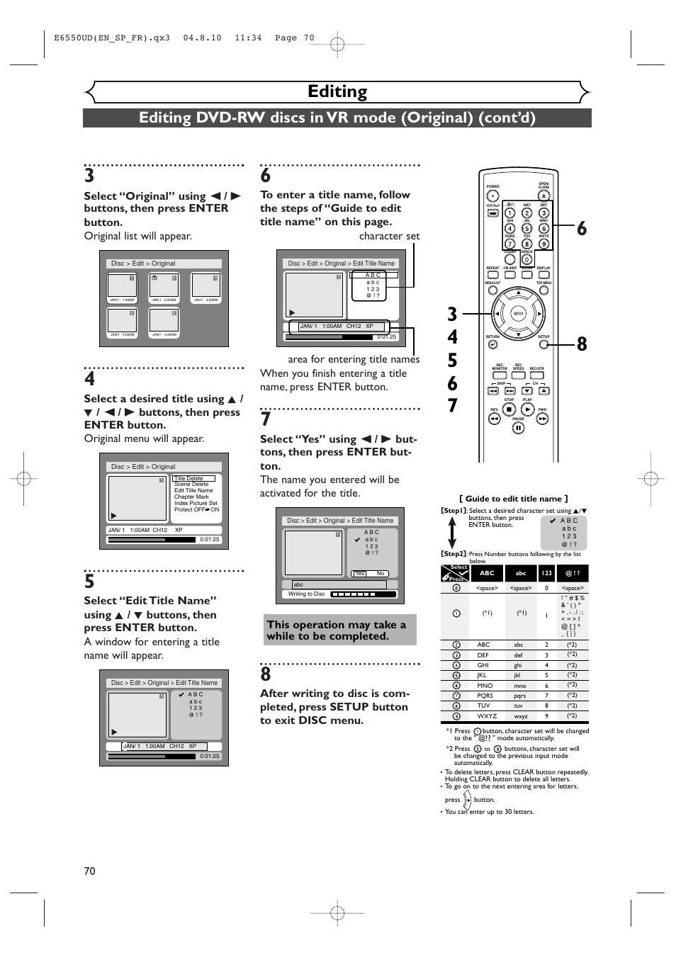 Editing | FUNAI FDR-90E User Manual | Page 70 / 108