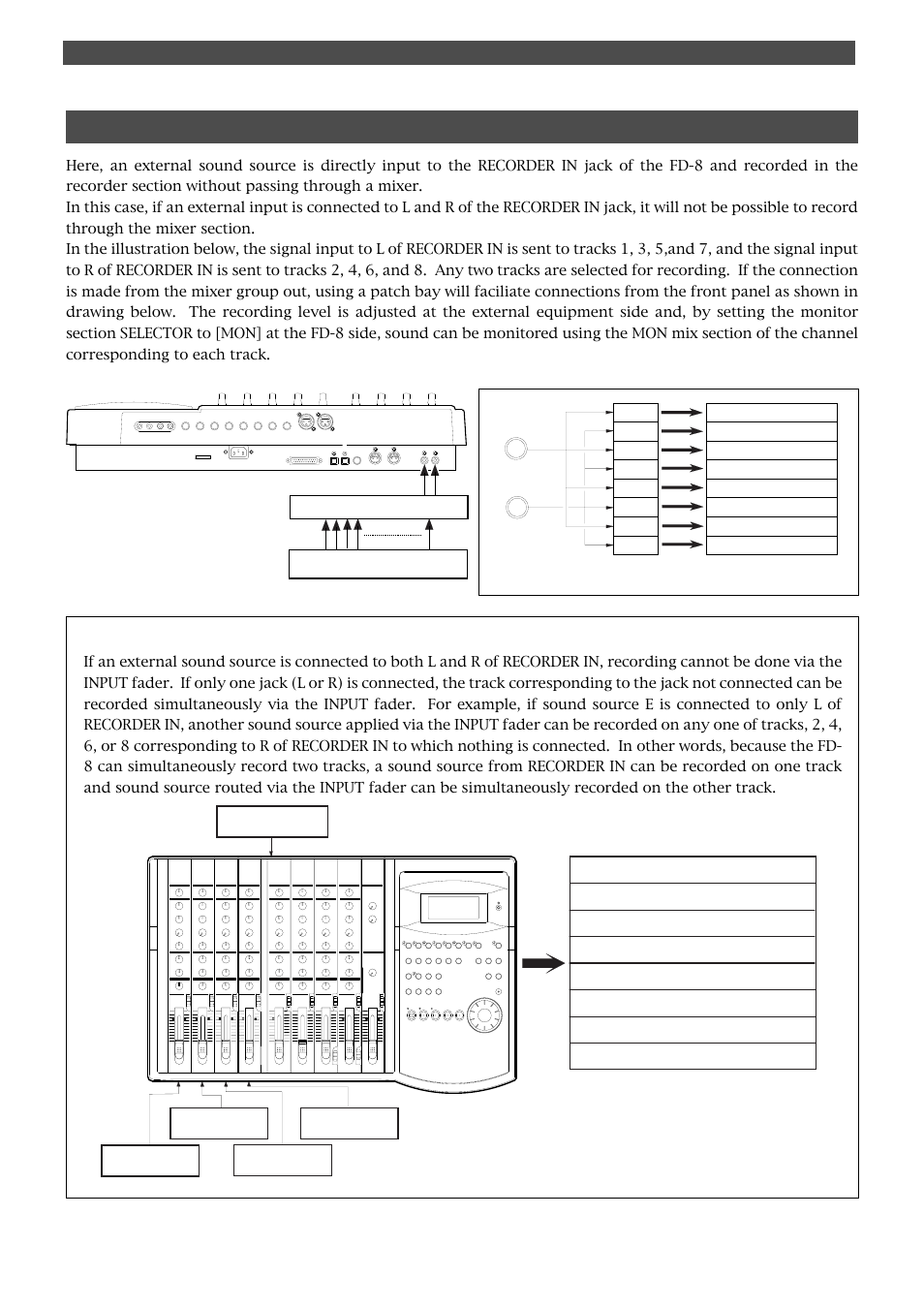 Direct recording of an external sound source, More applications for using recorder in, How to use the recorder in jack | Mixer etc. patch bay | Fostex FD-8 User Manual | Page 55 / 121