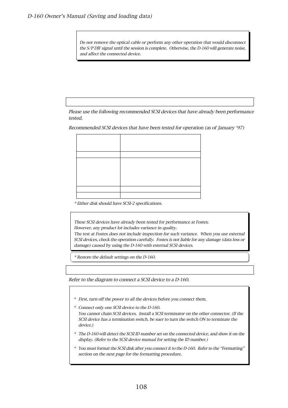 Saving the data using scsi | Fostex D-160 User Manual | Page 108 / 196