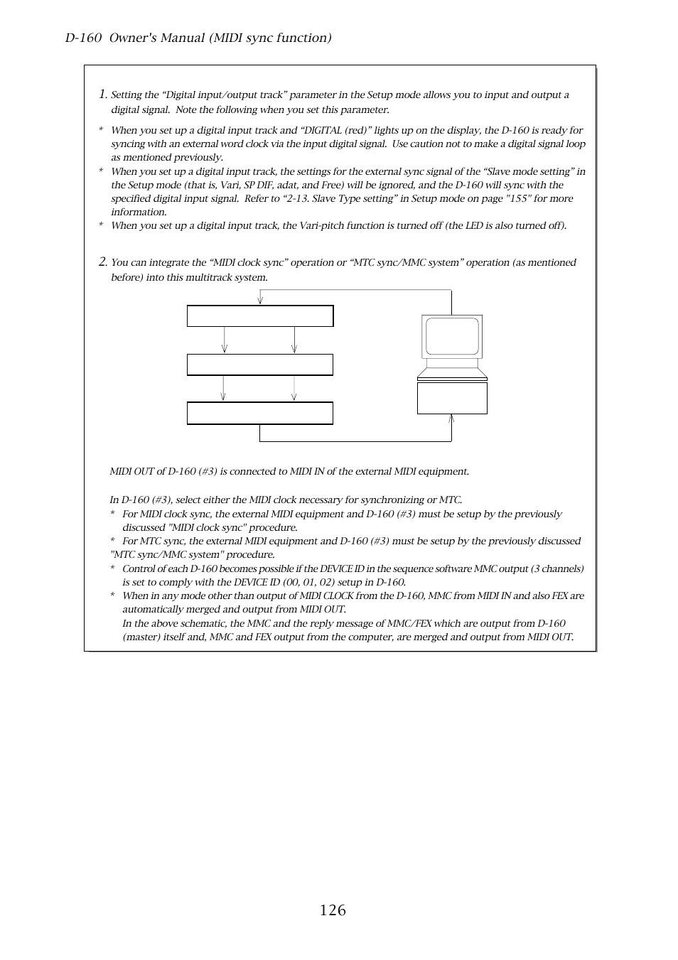 126 <one point advice, D-160 owner's manual (midi sync function) | Fostex D-160 User Manual | Page 126 / 196