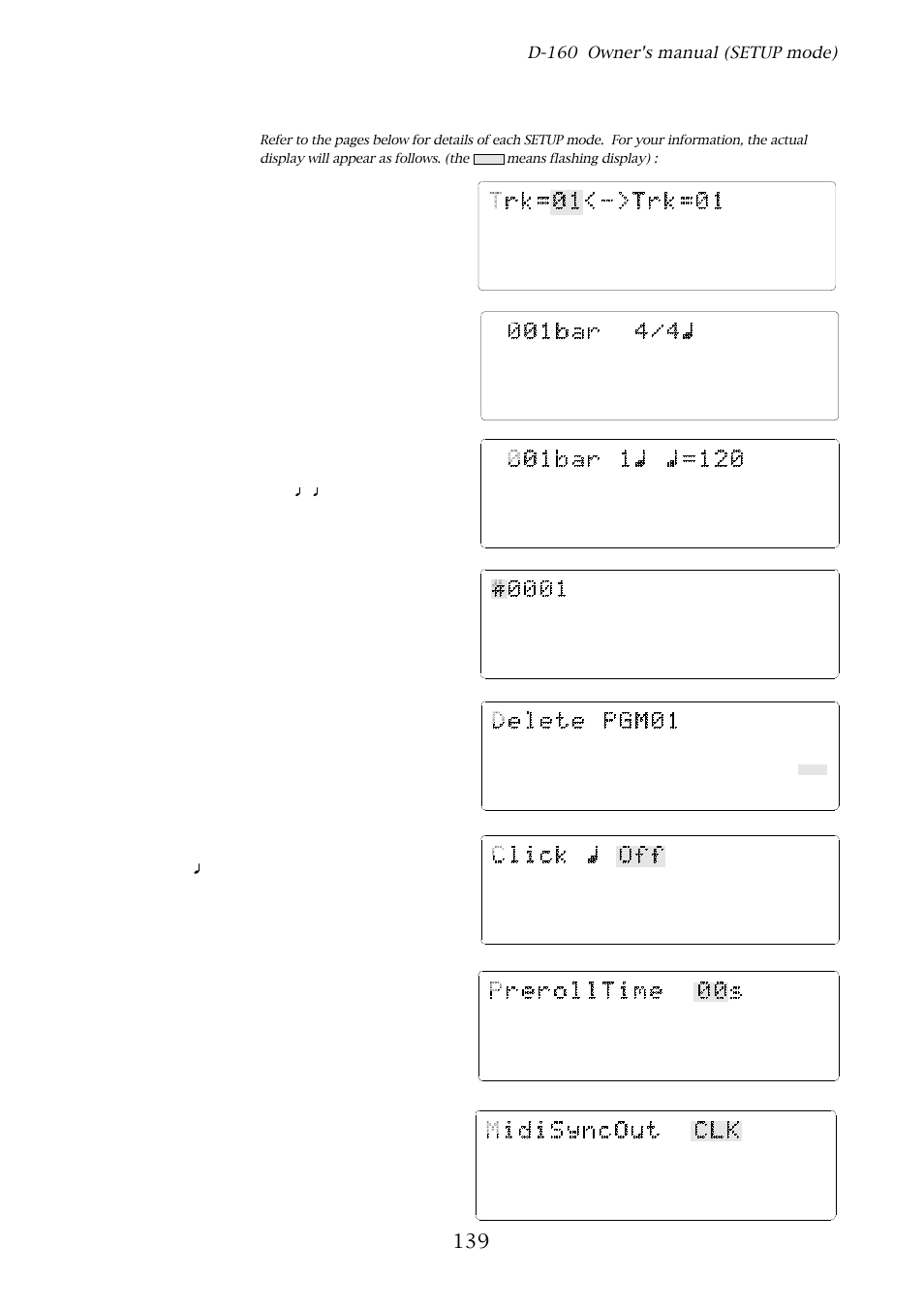 D-160 owner's manual (setup mode), Track exchange?