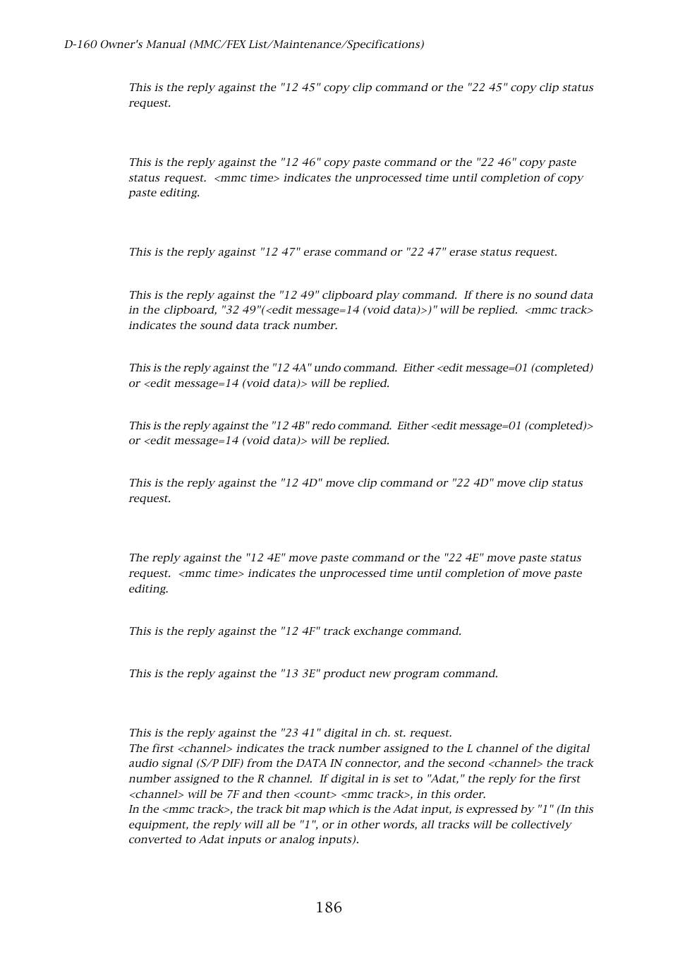 Fostex D-160 User Manual | Page 186 / 196