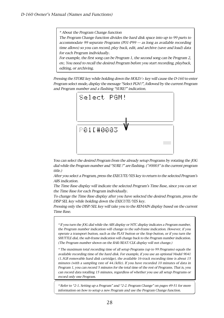 D-160 owner's manual (names and functions) | Fostex D-160 User Manual | Page 28 / 196