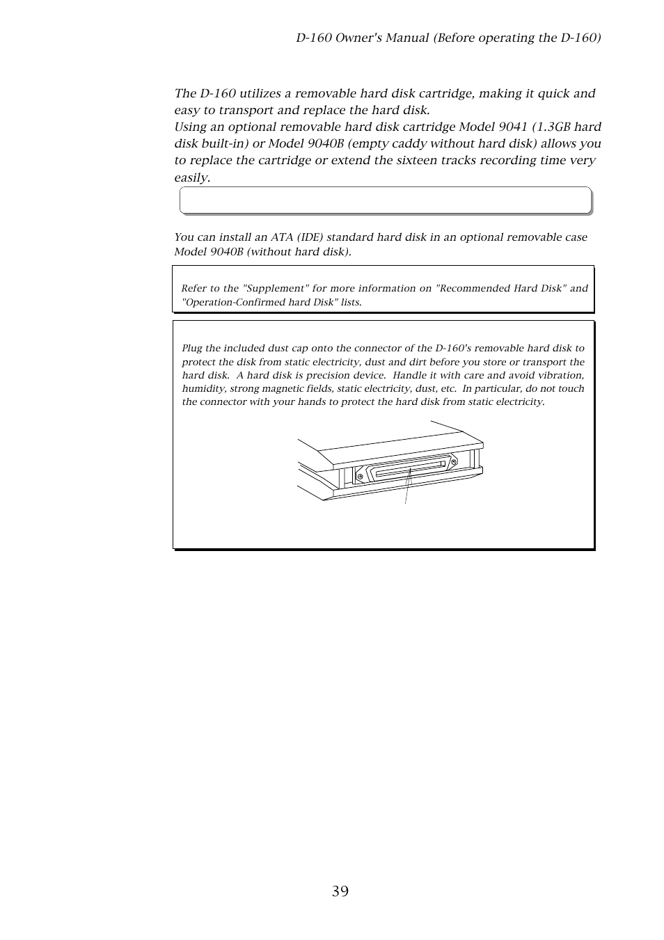 Installing and formatting a hard disk | Fostex D-160 User Manual | Page 39 / 196