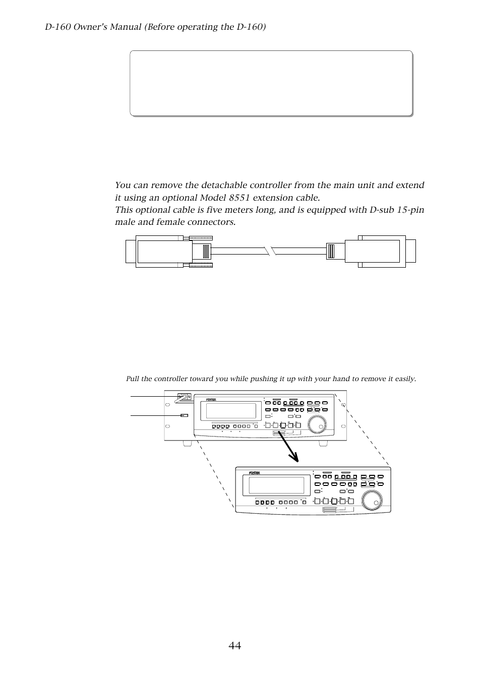 Extending the detachable controller, Power shift auto clipboard play locate abs 0 | Fostex D-160 User Manual | Page 44 / 196