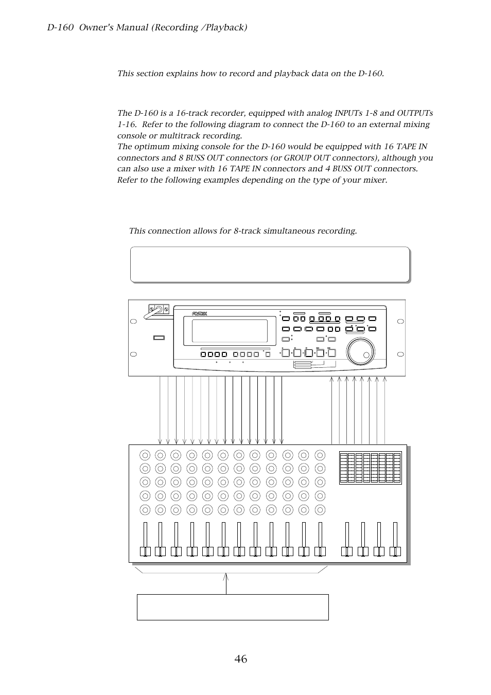 Recording / playback, Basic connections, D-160 owner's manual (recording /playback) | Fostex D-160 User Manual | Page 46 / 196