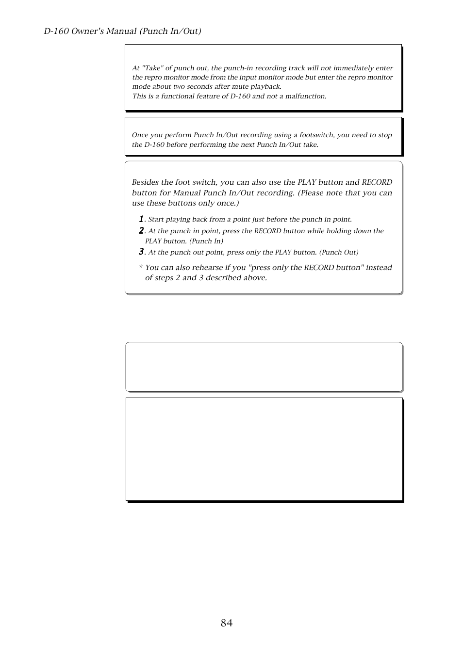 3. undo/redo of manual punch in/out, 84 2-3. undo/redo of manual punch in/out, Hints | Fostex D-160 User Manual | Page 84 / 196