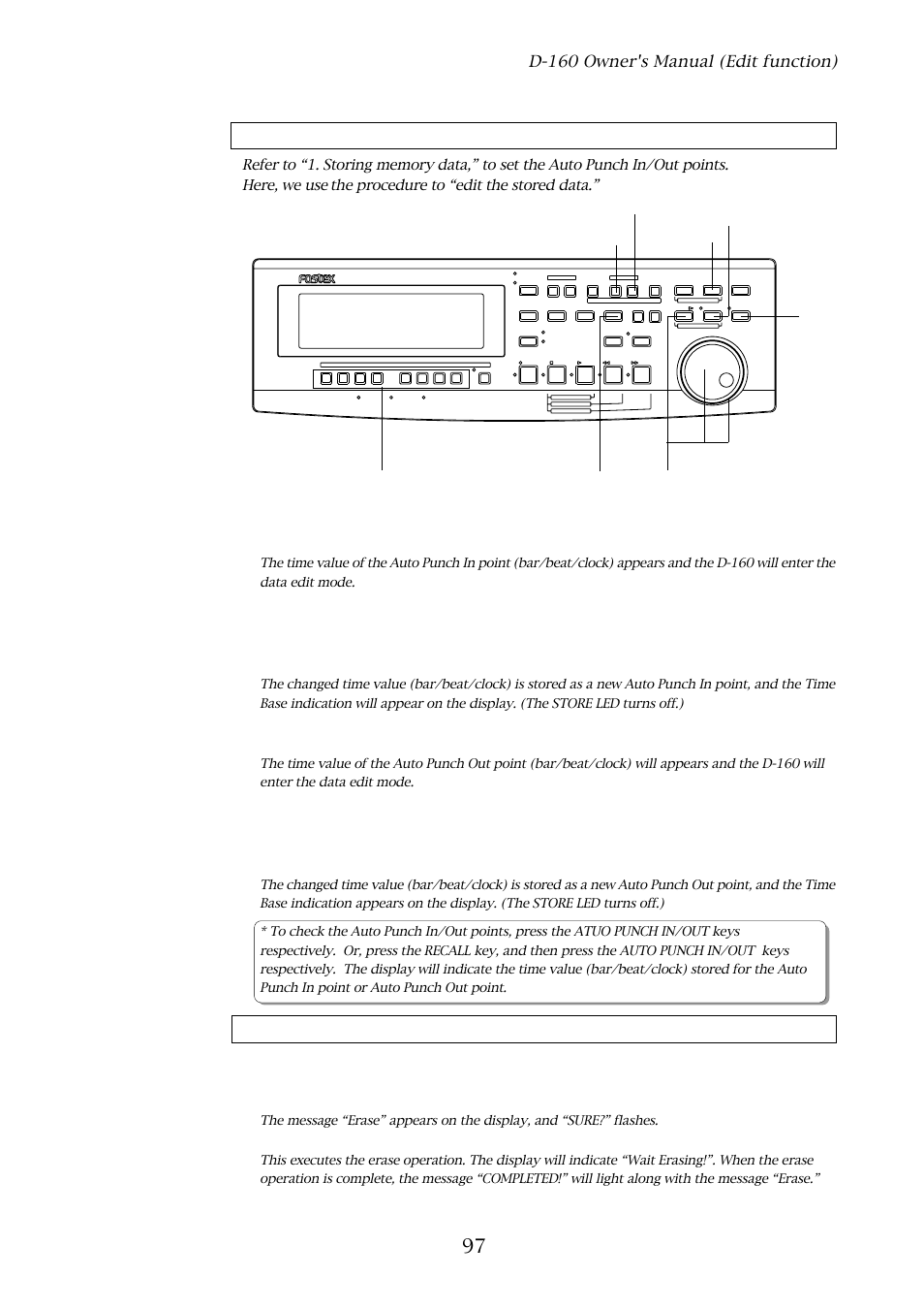 D-160 owner's manual (edit function), Press the execute/yes key, D-160 | Fostex D-160 User Manual | Page 97 / 196