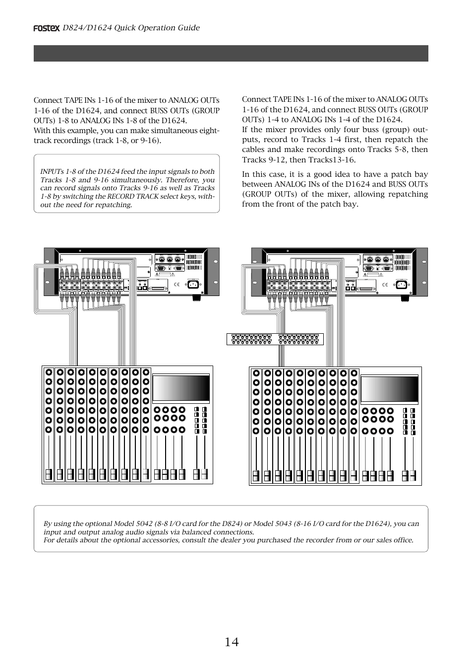 Connections when using the d1624 | Fostex D824 User Manual | Page 14 / 28