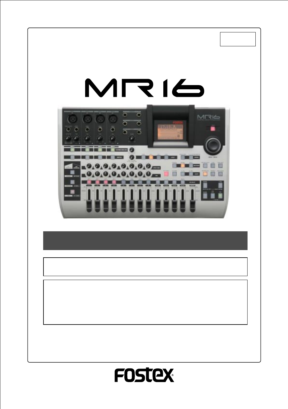 Fostex MR16 User Manual | 166 pages