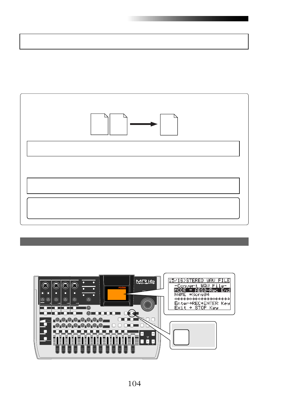 Track 15 (l ch) track 16 (r ch) stereo (l, r), 15/16 > stereo wav file | Fostex MR16 User Manual | Page 104 / 166