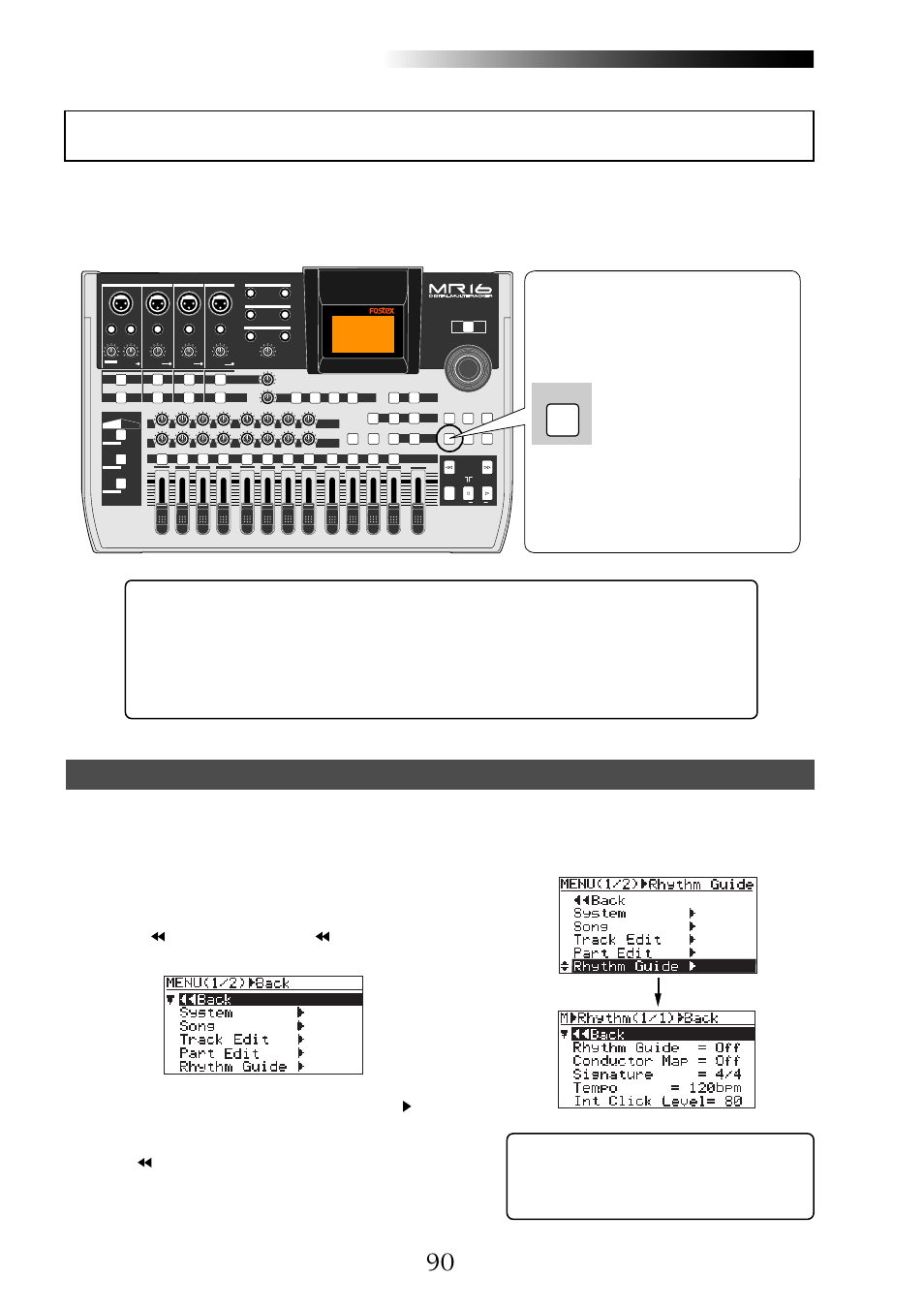 Rhythm guide, Back, Guide rhythum | Fostex MR16 User Manual | Page 90 / 166