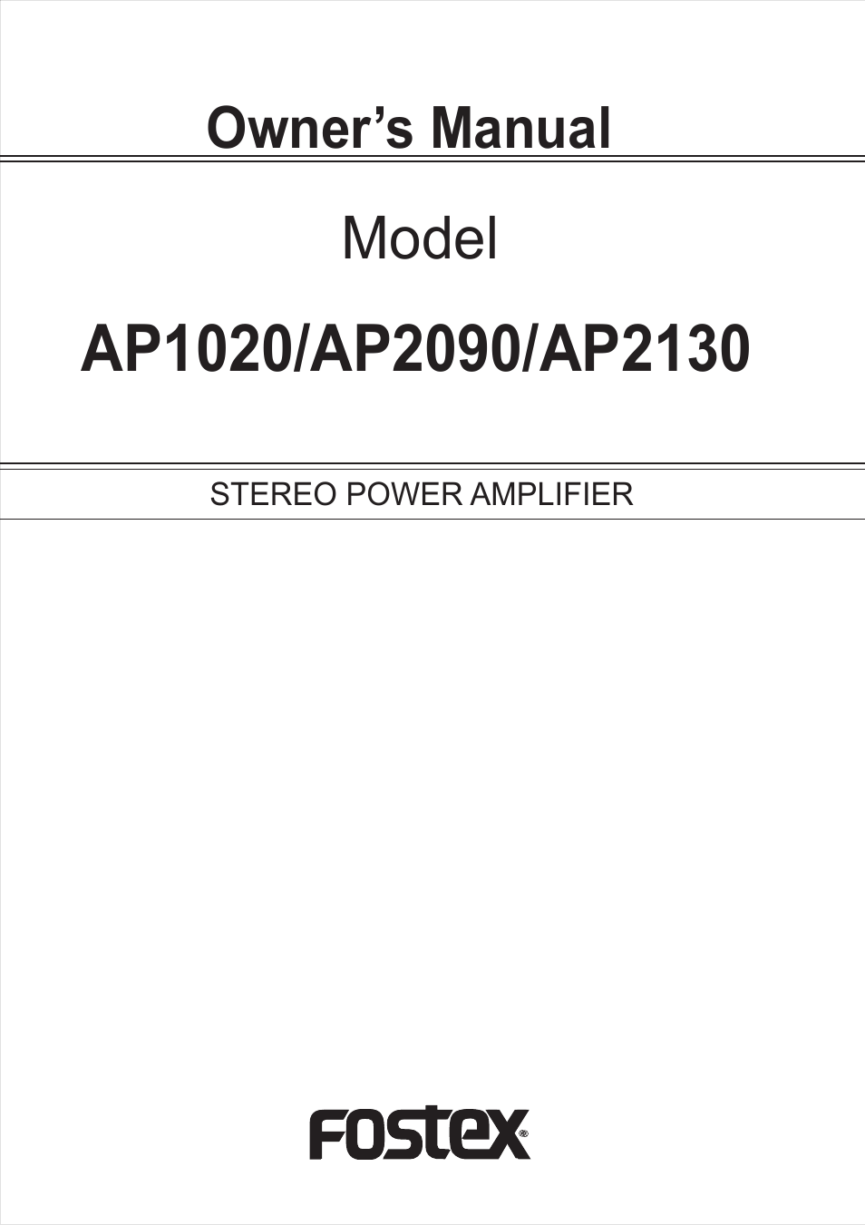 Fostex AP1020 User Manual | 10 pages