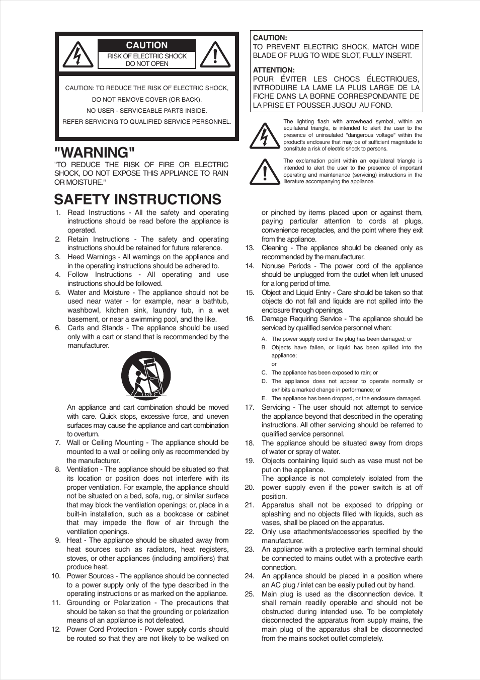 Warning, Safety instructions, Caution | Fostex AP1020 User Manual | Page 2 / 10
