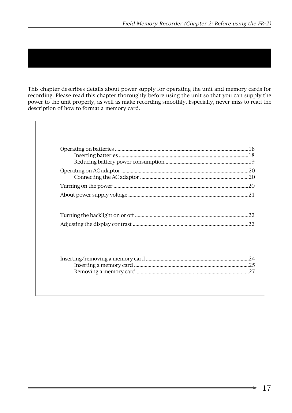 Chapter 2: before using the fr-2, Please read this chapter before using | Fostex FR-2 User Manual | Page 17 / 110