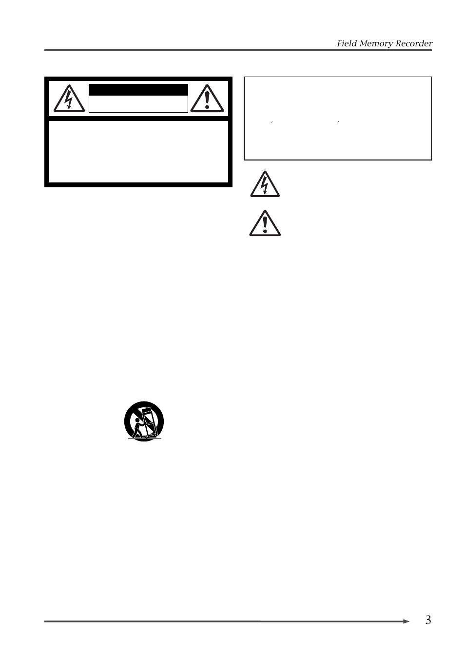 Safety instructions, Warning, Caution | Fostex FR-2 User Manual | Page 3 / 110