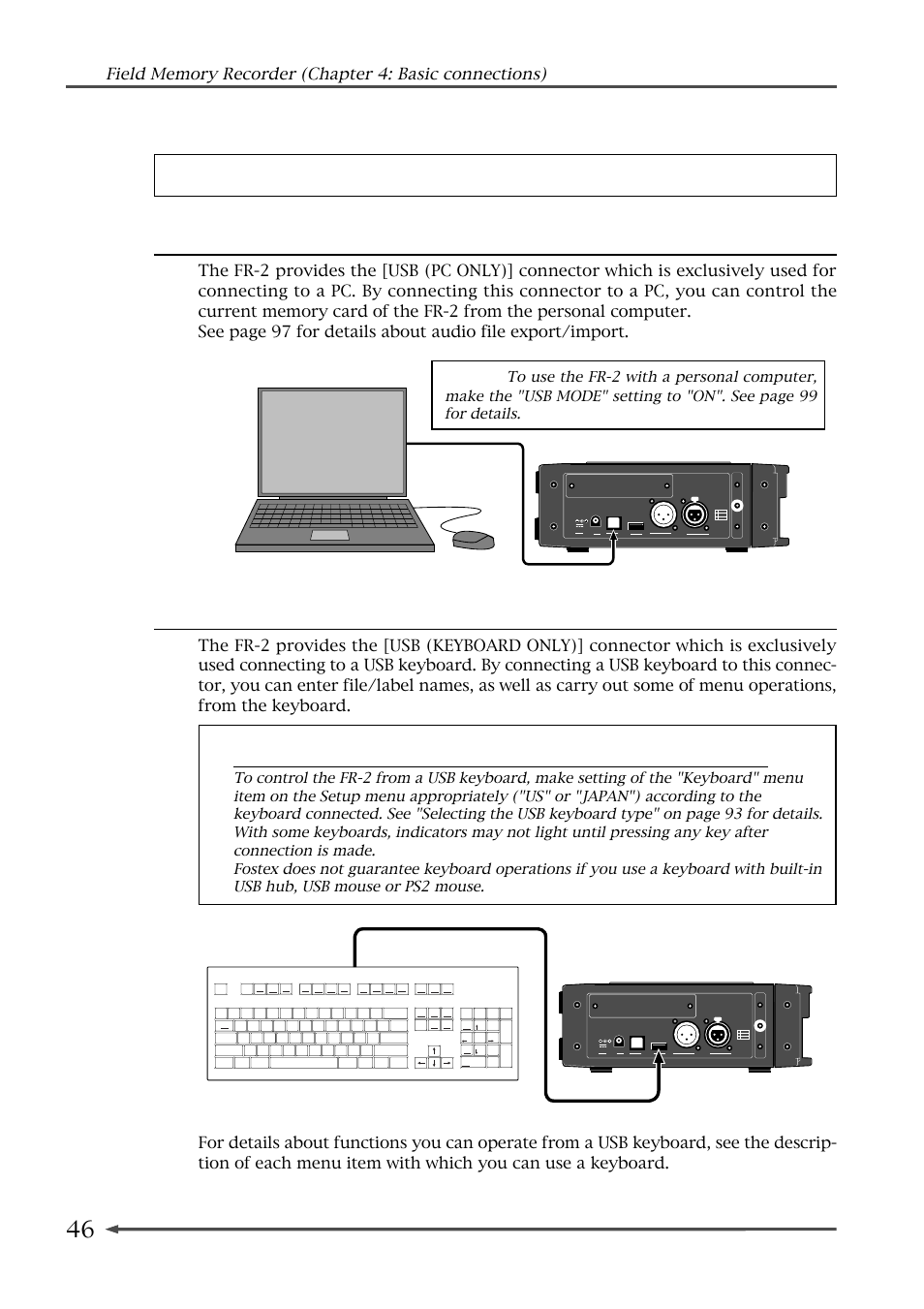 Pc/keyboard connection | Fostex FR-2 User Manual | Page 46 / 110